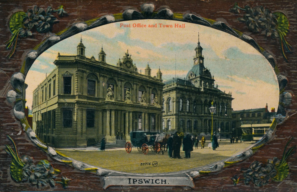 Postkontor och rådhus, Ipswich, Suffolk, c1905 av Unbekannt