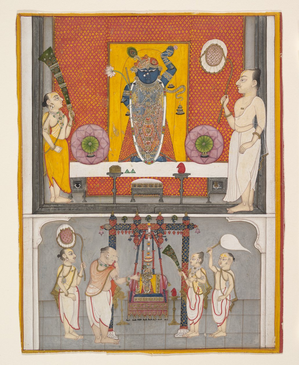 Präster före Shri Nathji, ca. 1820. av Unbekannt