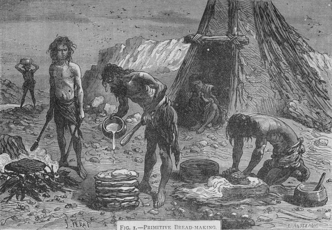 Primitiv brödbakning, 1894 av Unbekannt