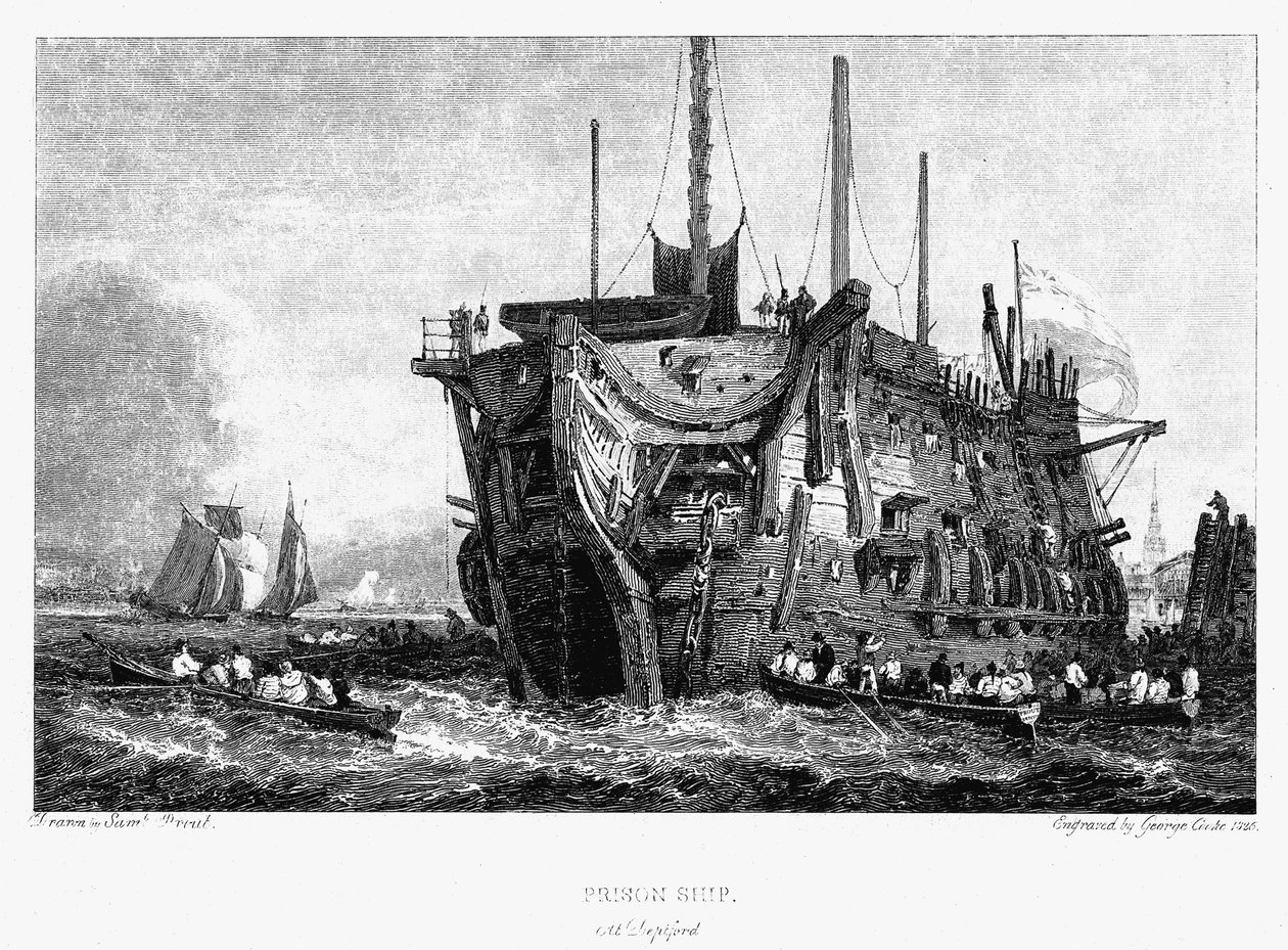 Prison hulk i Deptford, London, c1826 av Unbekannt