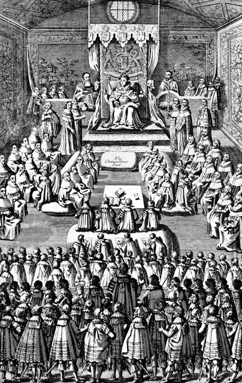 Drottning Elizabeth I i parlamentet, 1500-talet, c1902-1905 av Unbekannt