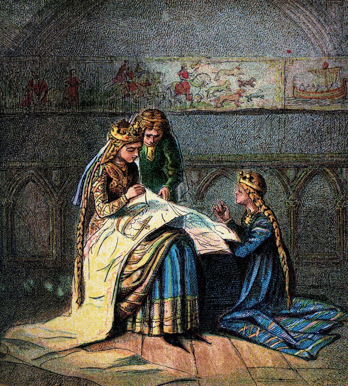Drottning Matilda och hennes gobeläng, c1850 av Unbekannt