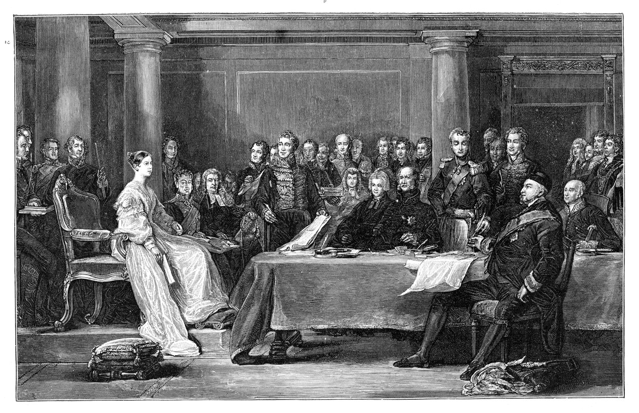 Drottning Victorias första råd, c1837 av Unbekannt