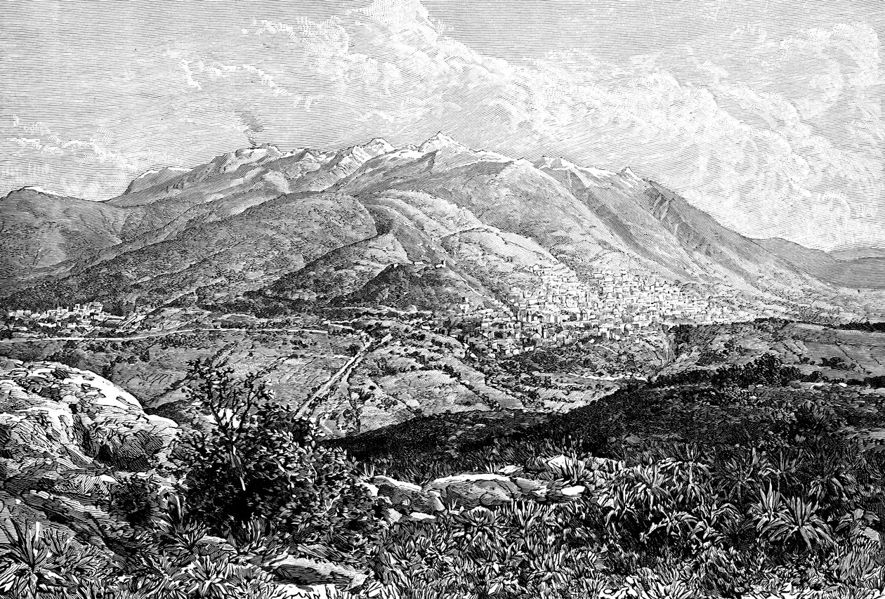Quito och berget Pichincha, Ecuador, 1895 av Unbekannt
