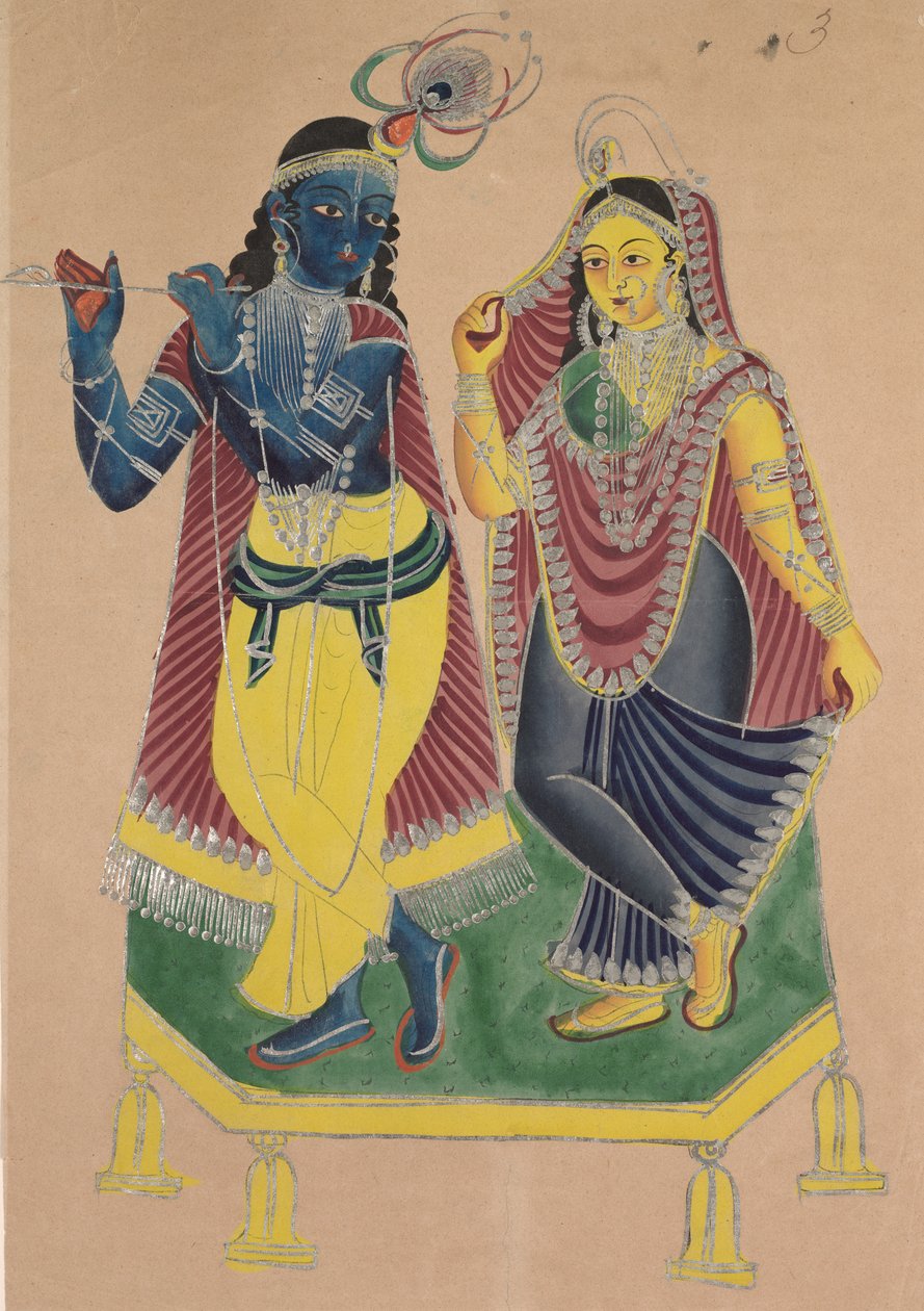 Radha och Krishna, 1800-talet. av Unbekannt
