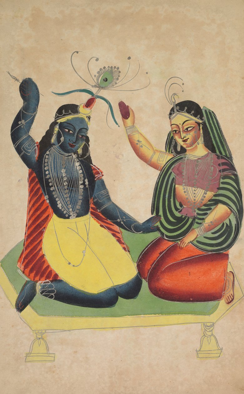 Radha och Krishna, 1800-talet. av Unbekannt