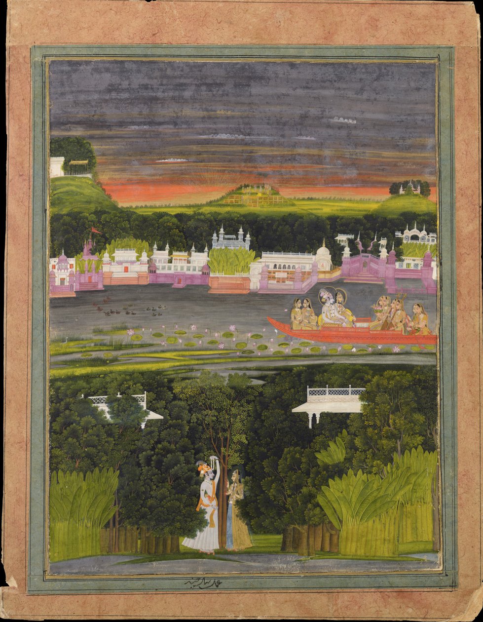 Radha och Krishna i kärlekens båt av Unbekannt