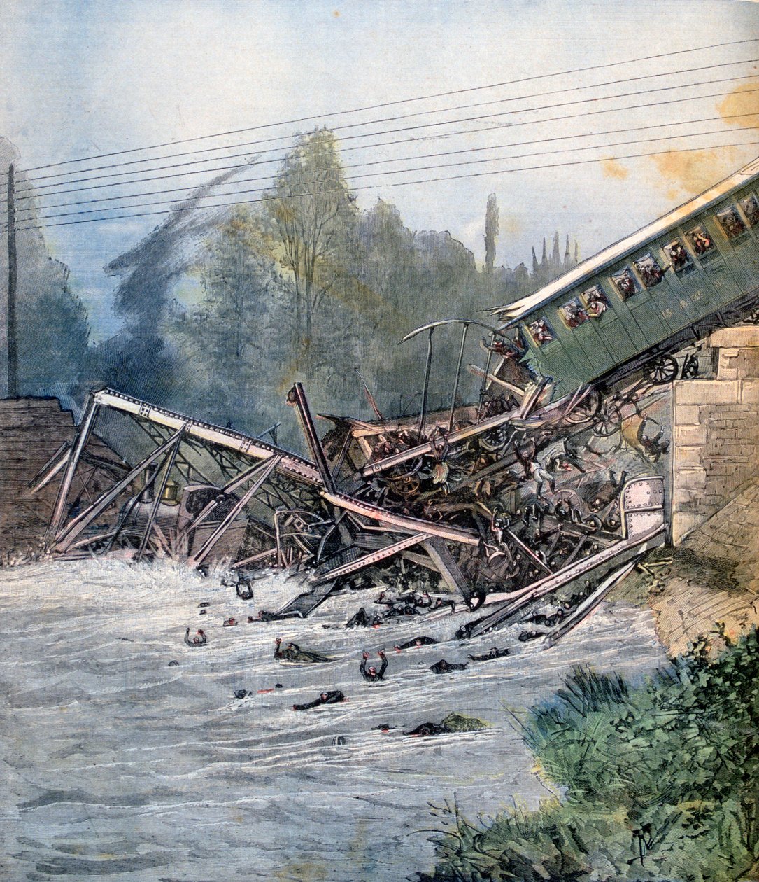 Järnvägsolycka, Munchenstein, Schweiz, 14 juli 1891 av Unbekannt