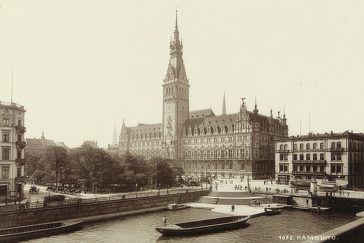 Hamburgs stadshus. Omkring 1900 av Unbekannt