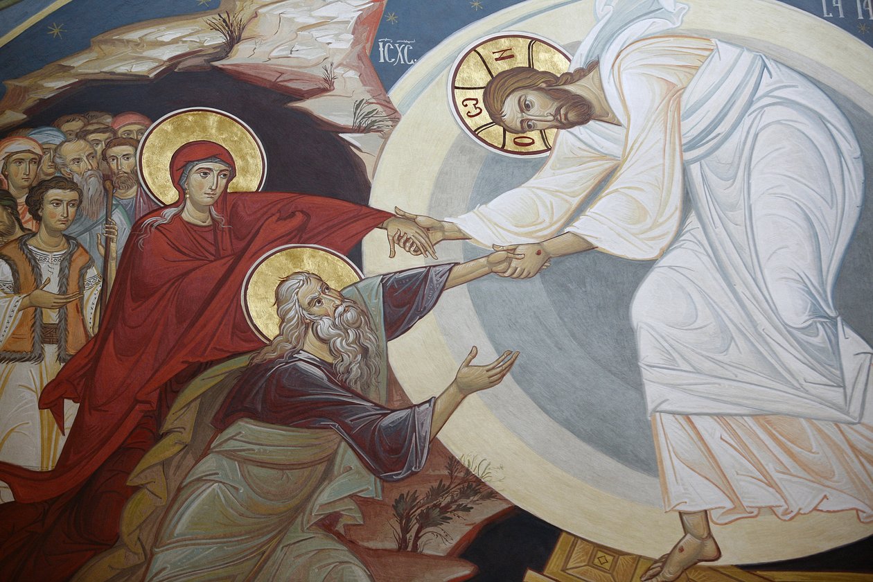Uppståndelse. Jesus, Adam och Eva Wien Österrike av Unbekannt