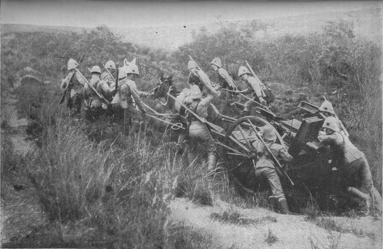Rifle Brigade övar bergsklättring med Maxim, 1902 av Unbekannt
