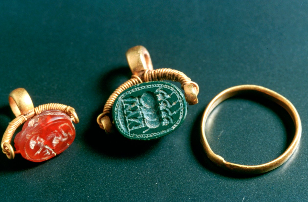 Ringar med inskription, smycken, Tunisien, c3rd-4th Century av Unbekannt