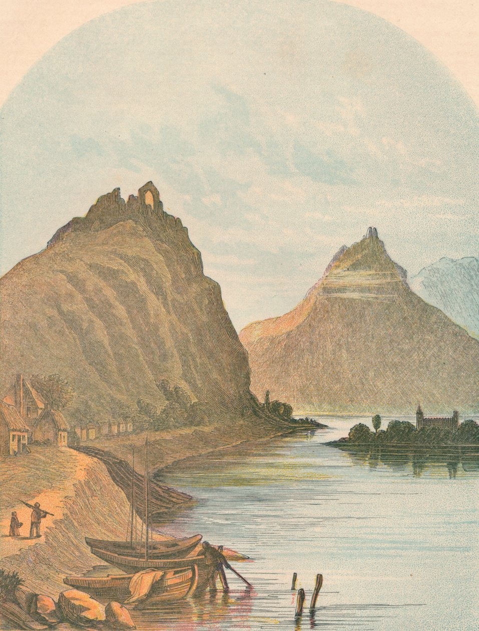 Rolandseck och Kloster Nonnenwerth, 1864. av Unbekannt