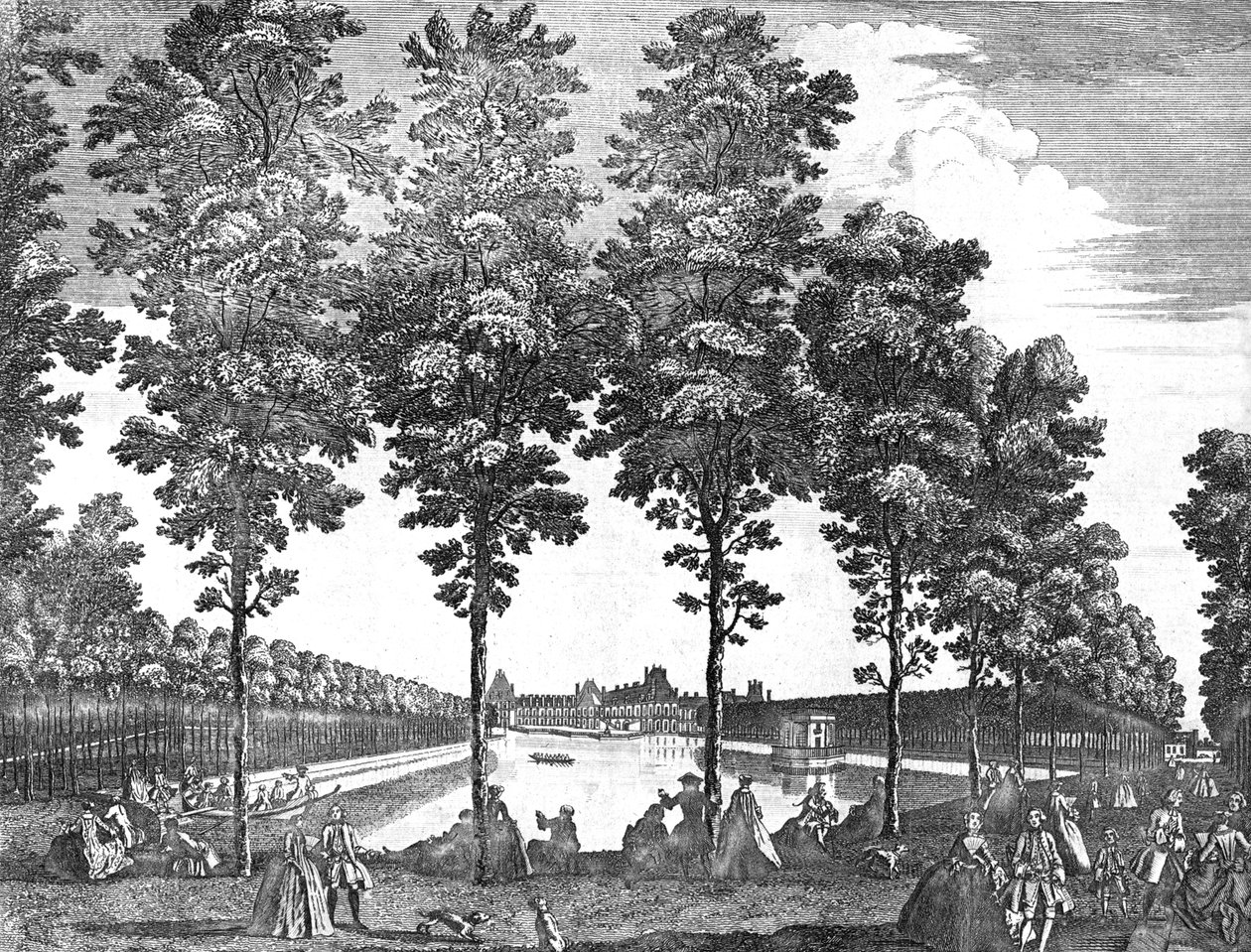 Kungliga slottet i Fontainebleau, Frankrike, 1750 av Unbekannt