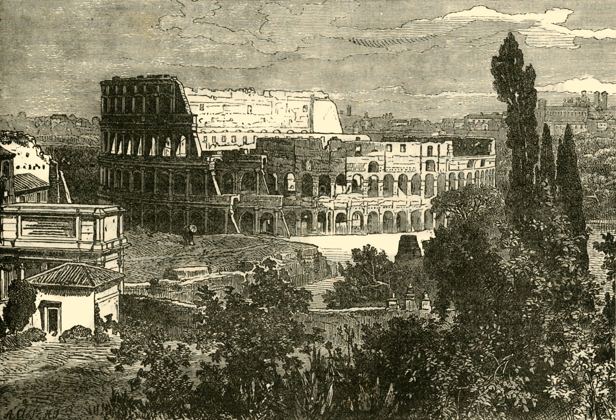 Ruinerna av Colosseum, från Palatinen, 1890. av Unbekannt