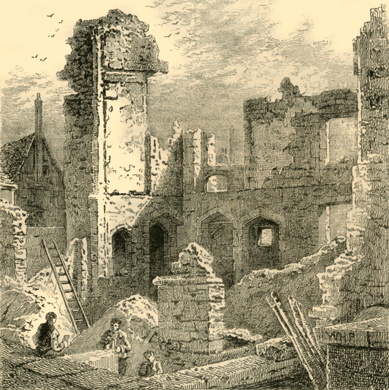 Ruinerna av klostret St. Clare, c1872. av Unbekannt