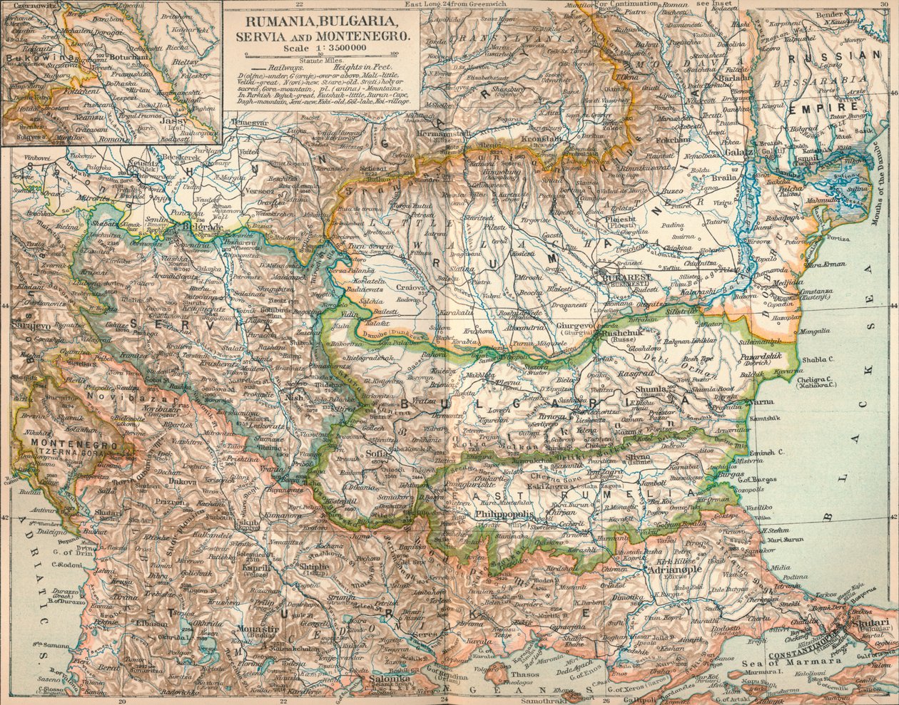 Rumänien, Bulgarien, Serva och Montenegro, c1906, 1907 av Unbekannt