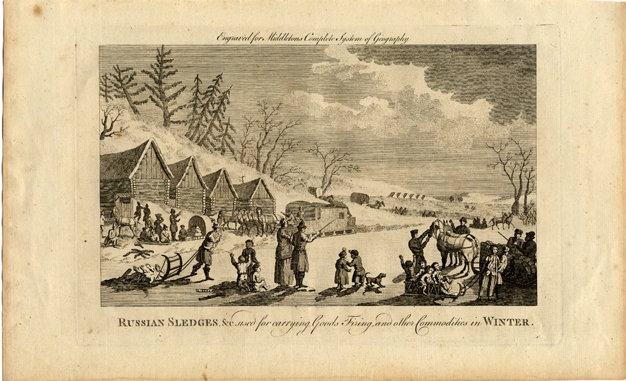 Ryska slädar på vintern, 1750 av Unbekannt