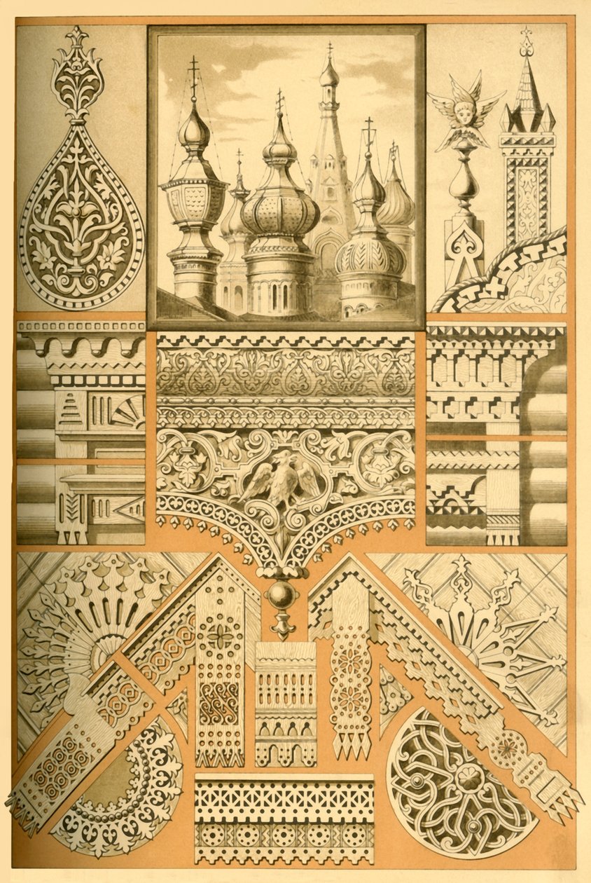 Rysk arkitektonisk prydnad och träsnideri, 1898. av Unbekannt