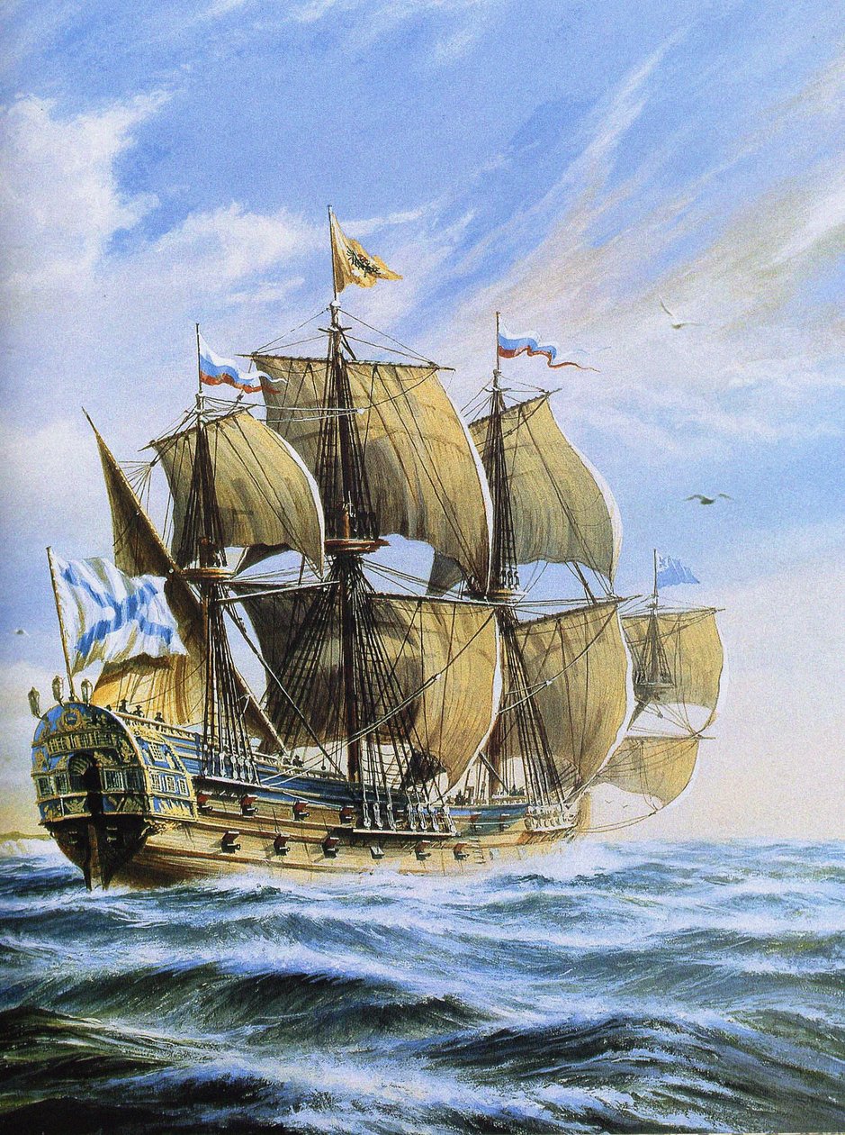 Ryskt linjeskepp Poltava, 1712 av Unbekannt