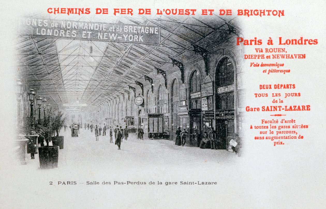 St. Lazare Station, Paris, c1900 av Unbekannt