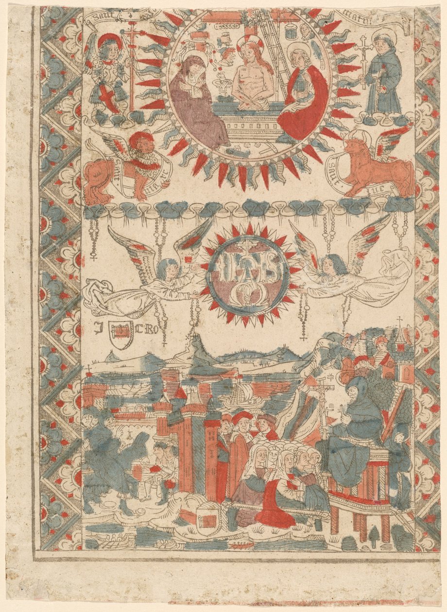Saint Bonaventure anländer och predikar i Lyon, 1480-1490. av Unbekannt