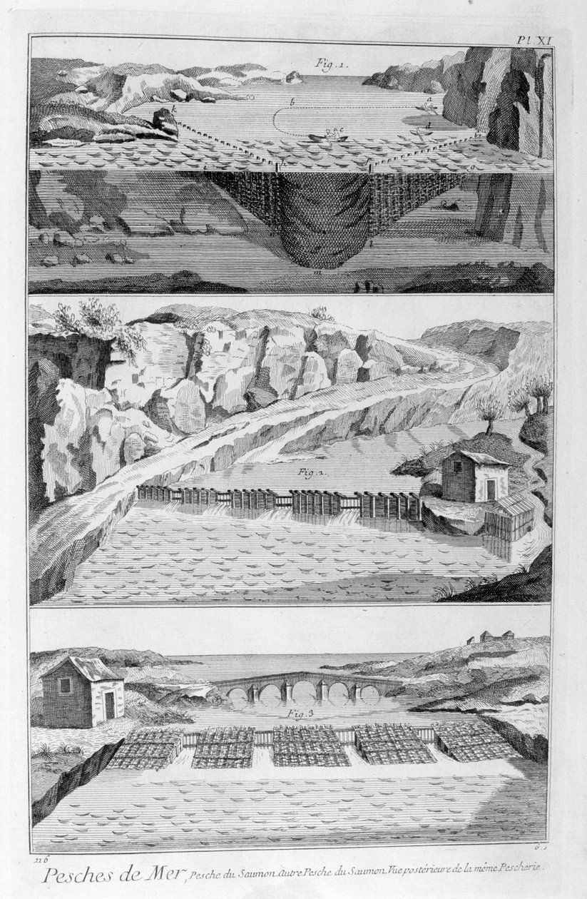 Laxfiske, 1751-1777 av Unbekannt