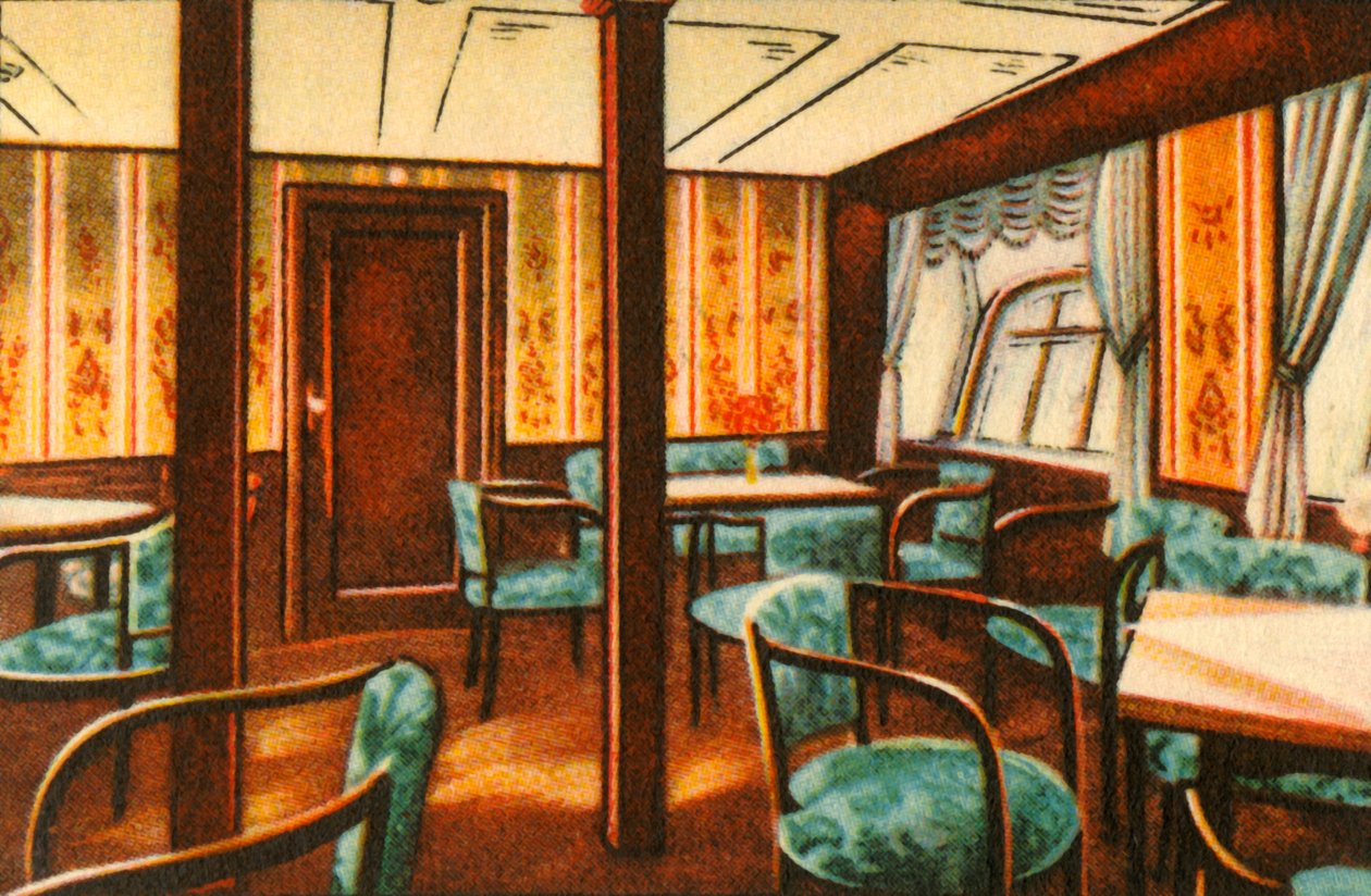 Salong ombord på en zeppelinare, 1932. av Unbekannt