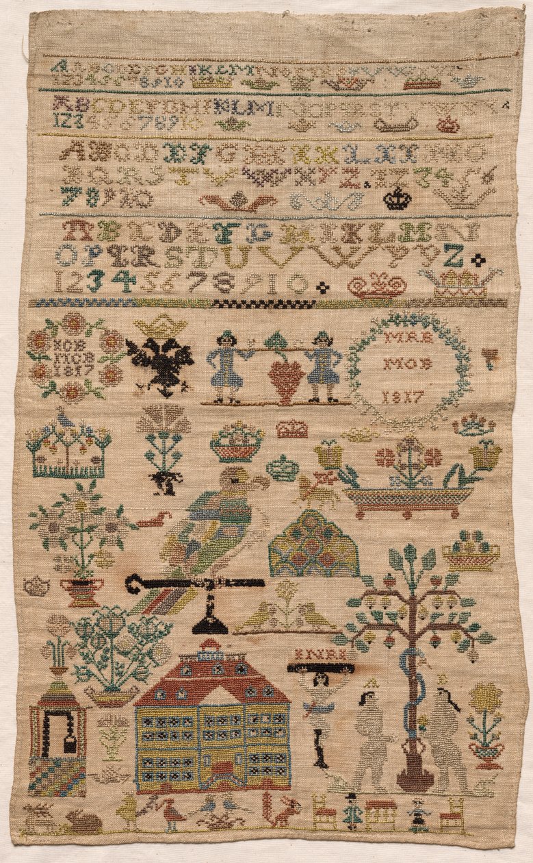 Sampler Fragment, 1817. av Unbekannt