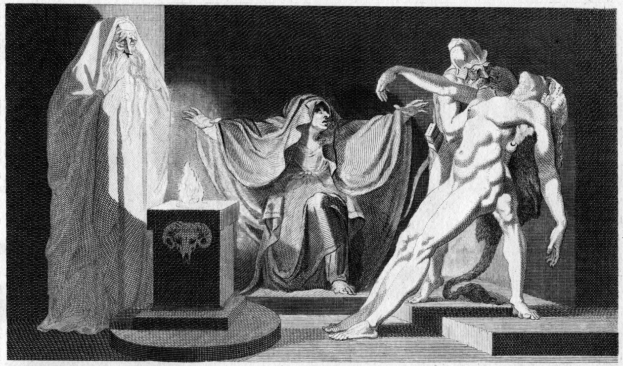 Saul och häxan från Endor, 1792 av Unbekannt