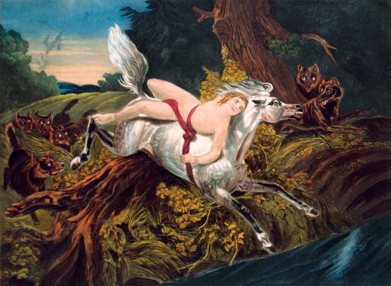 Scen från Byrons dikt Mazeppa, c1820. av Unbekannt