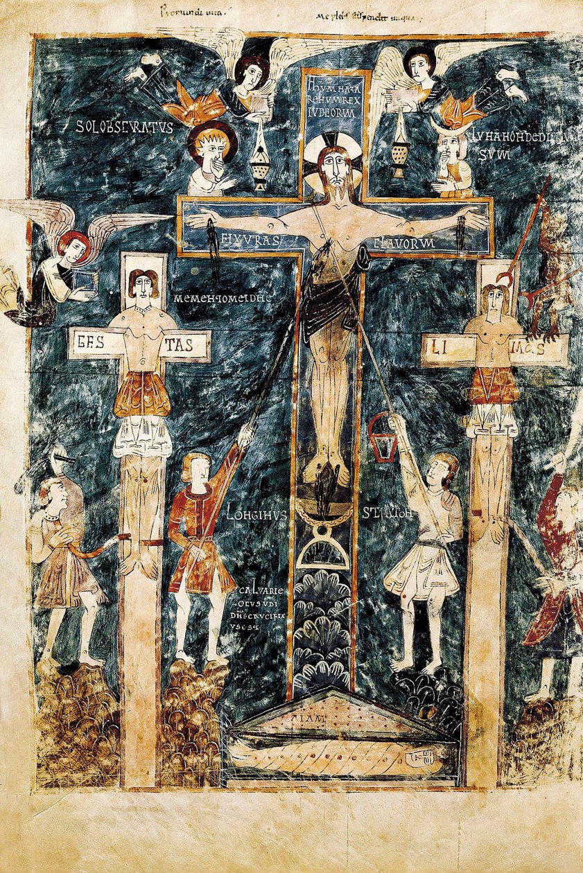 Scene of the Crucifixion, miniatyr, 976 av Unbekannt
