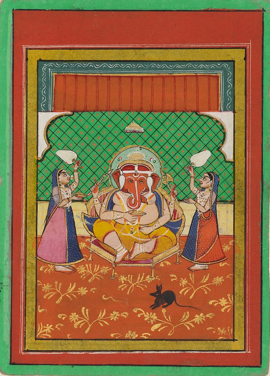 Sittande Ganesha med skötare, tidigt 1900-tal av Unbekannt