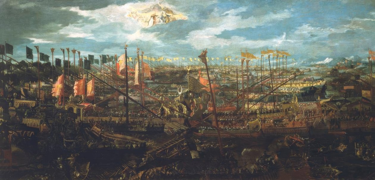 Slaget vid Lepanto 1571 / venez. Gem. av Unbekannt
