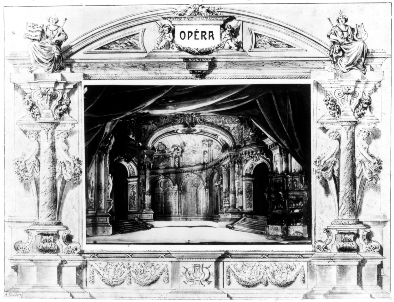 Scenografi för Mozarts Don Giovanni, 1875 av Unbekannt