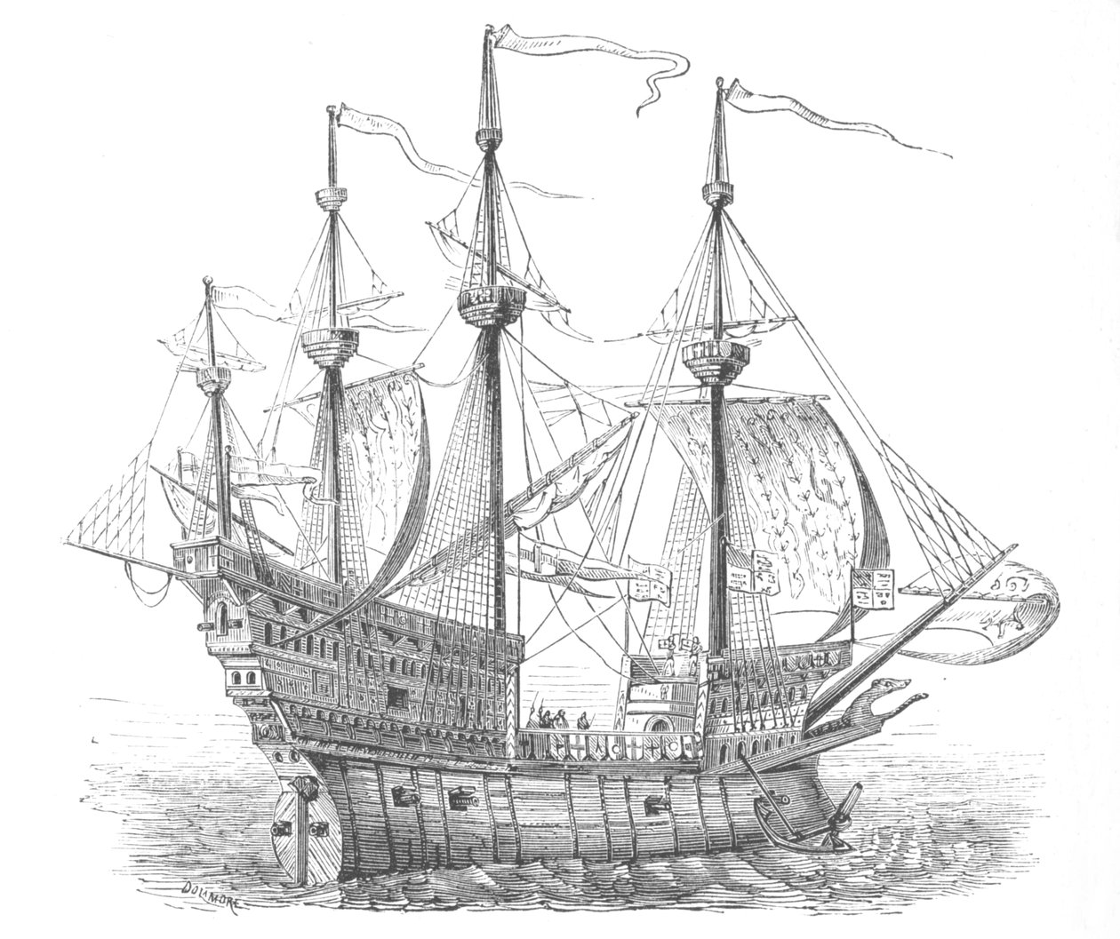 Henrik VIII:s skepp, c1880 av Unbekannt