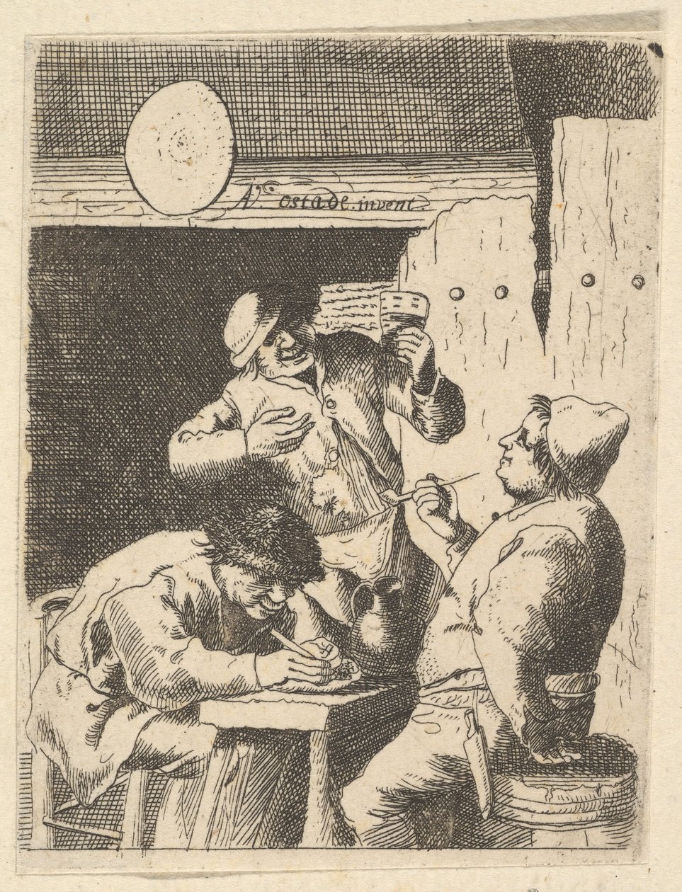 Sångare som står mellan två rökare, 1610-85. av Unbekannt