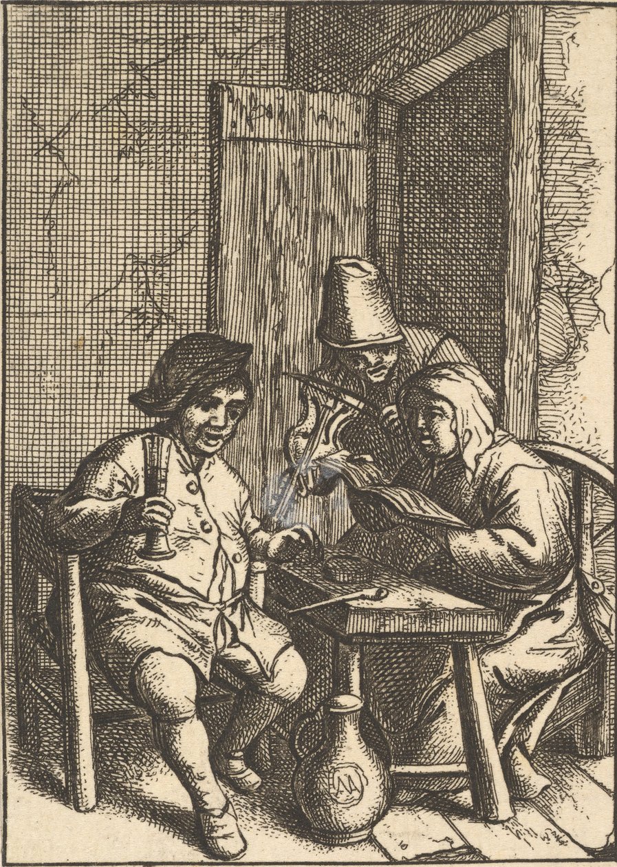 Sjungande par och violin, 1610-85. av Unbekannt