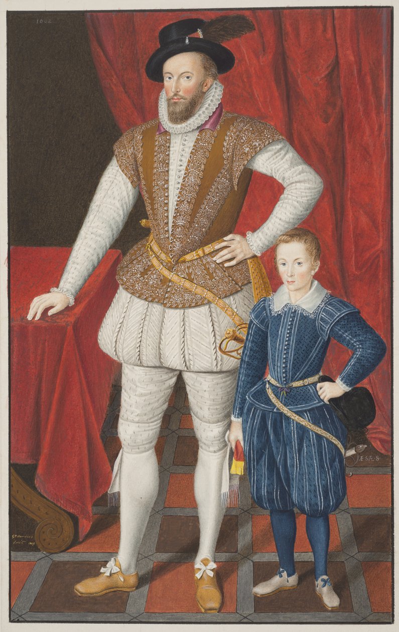 Sir Walter Raleigh och son, 1602 av Unbekannt