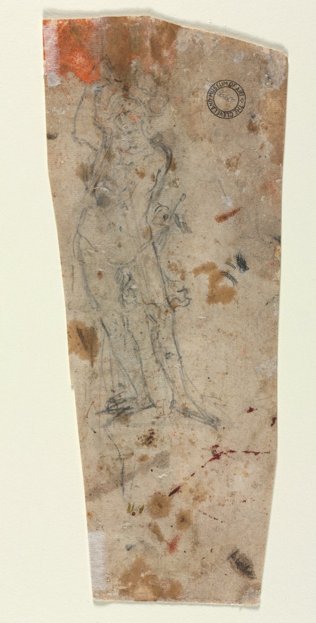 Skiss av en bepansrad mansfigur, 1600-talet. av Unbekannt