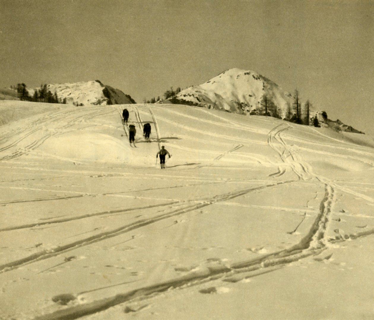 Skidåkning i Totes Gebirge-bergen, Österrike, c1935. av Unbekannt