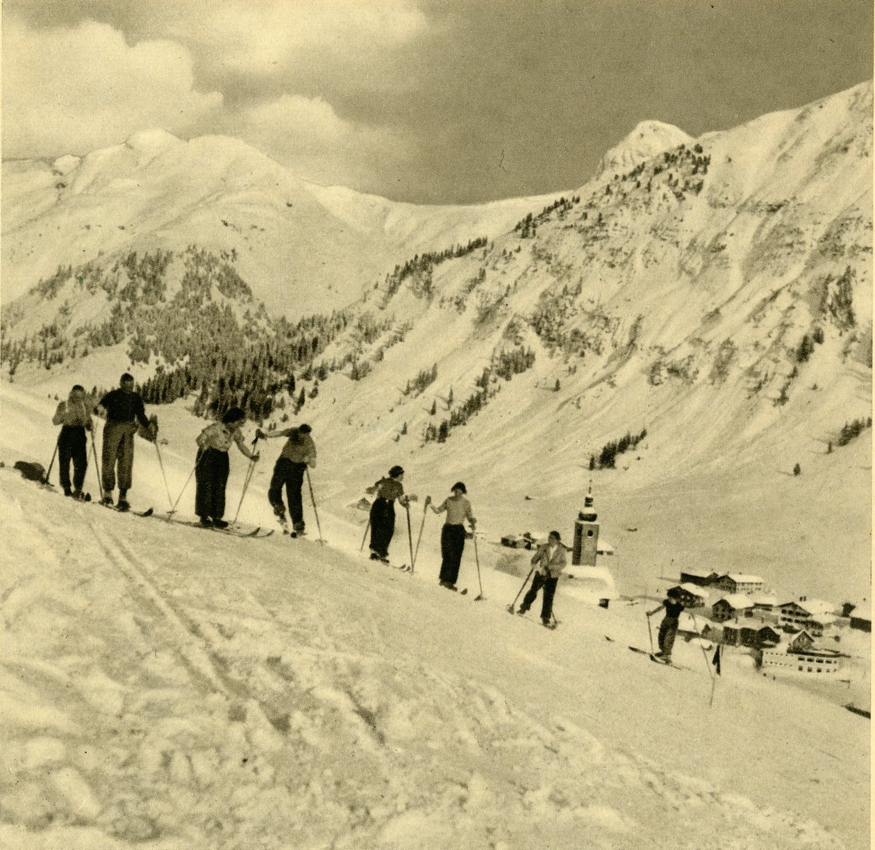 Skidlektion, Arlberg, Österrike, c1935. av Unbekannt