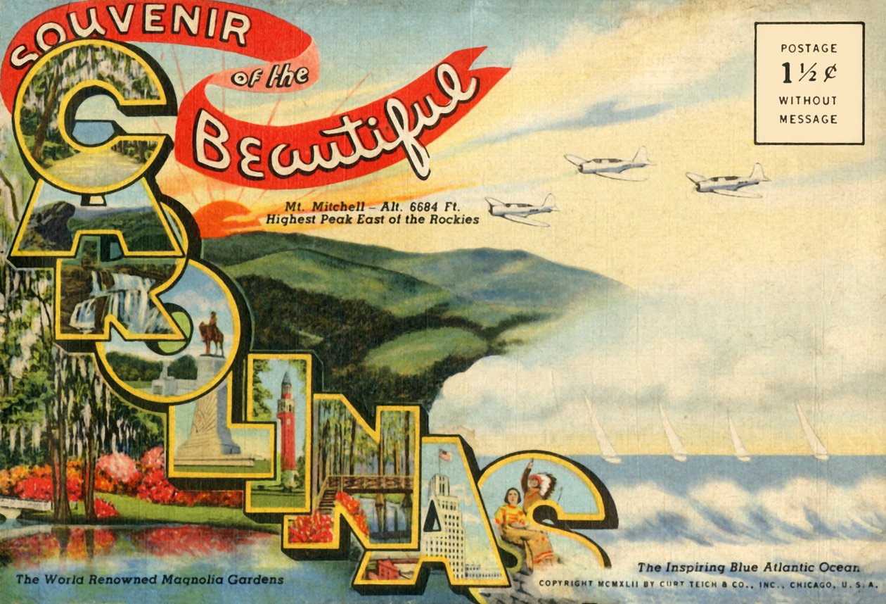 Souvenir of the Beautiful Carolinas vykort, 1942. av Unbekannt