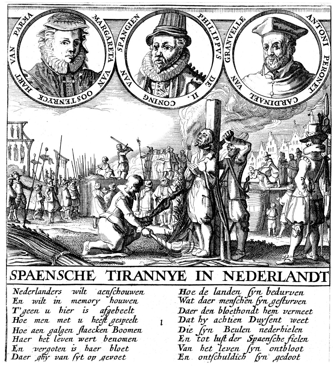 Spansk avrättning av hugenotter, c1565 av Unbekannt