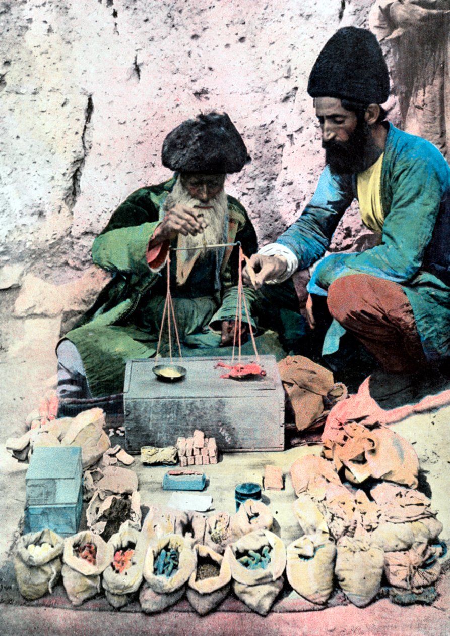 Kryddförsäljare, Kungliga slottet, Teheran, c1890 av Unbekannt