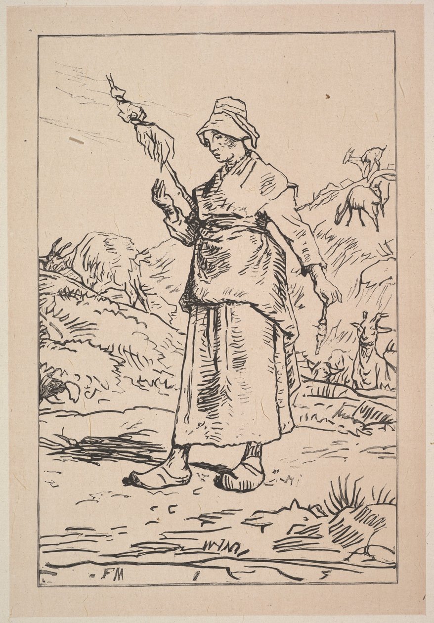 Spinnare från Auvergne, 1830-99. av Unbekannt