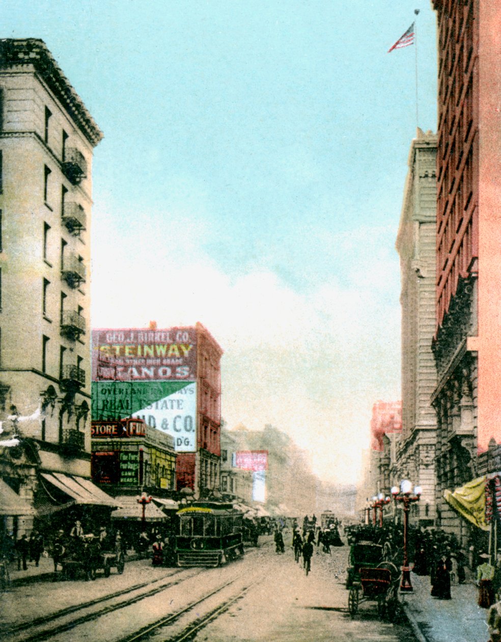 Spring Street, Los Angeles, Kalifornien, USA, ca 1900-talet av Unbekannt