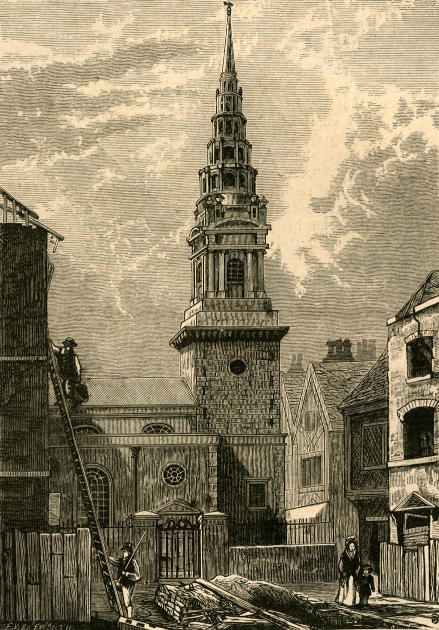 St. Brides Church, Fleet Street, 1824, 1897. av Unbekannt