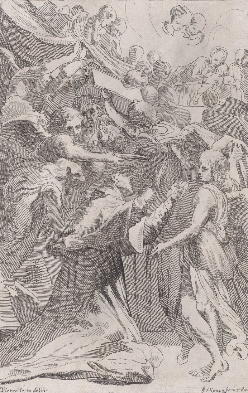 St. Carlo Borromeo omgiven av änglar, 1650-70. av Unbekannt