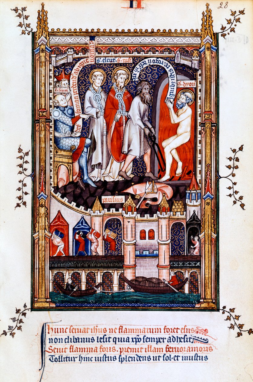 St Denis kastas in i ugnen, 1317 av Unbekannt